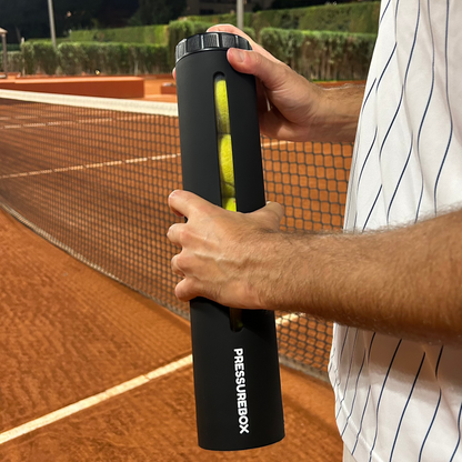 Pressurebox - Deflating the Tennis Ball Pressurizer on court before game. 